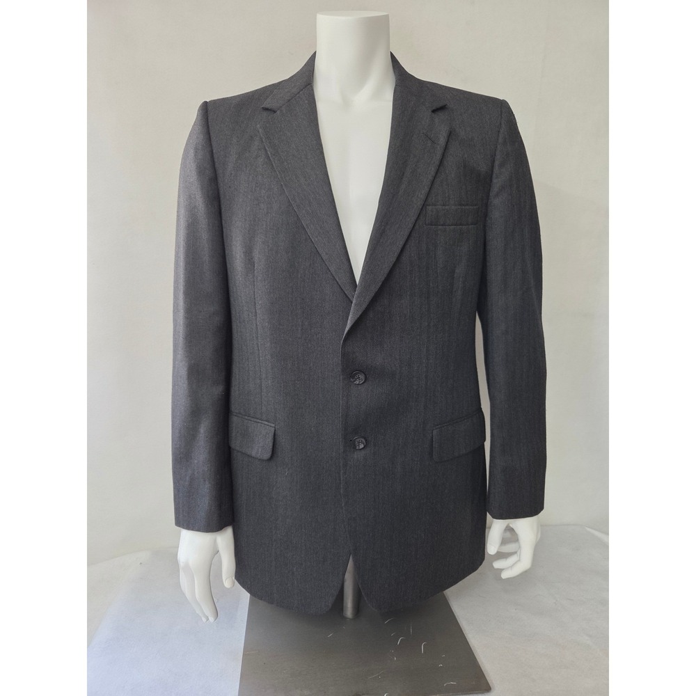 Rogers Peet Blazer Mens 42L Charcoal Gray Herringbone Wool 2-Button Sport Coat
